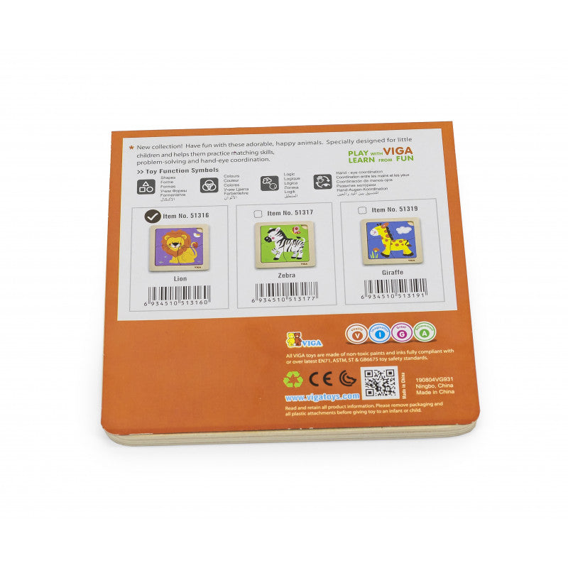 Puzzle din lemn din 4 piese mari - leu, Viga